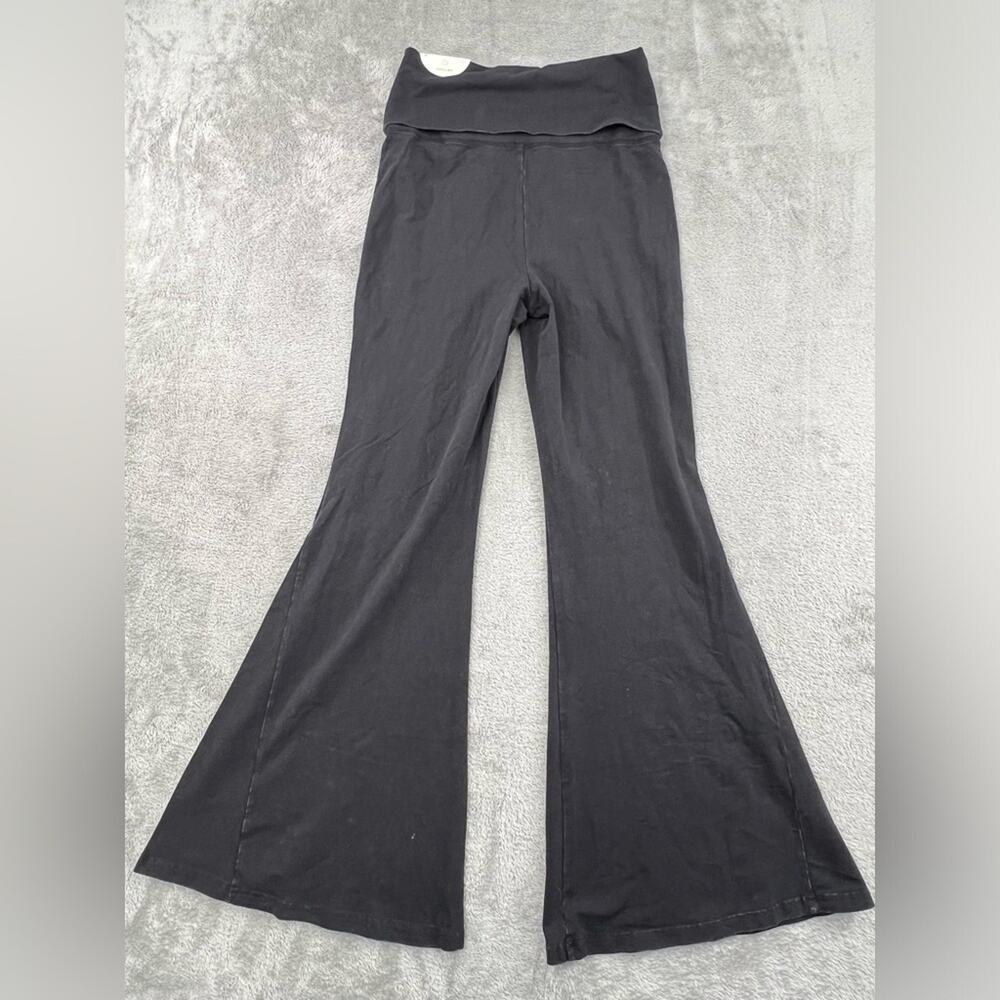 NEW Aerie M Short Black Super Flare Wide Foldover Worn in Look Leggings